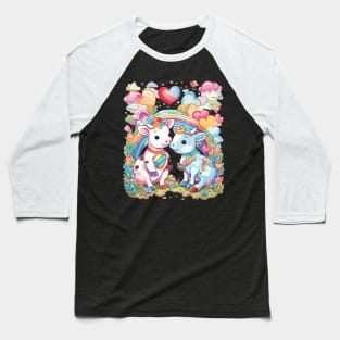 Rainbow Lover Cow Baseball T-Shirt